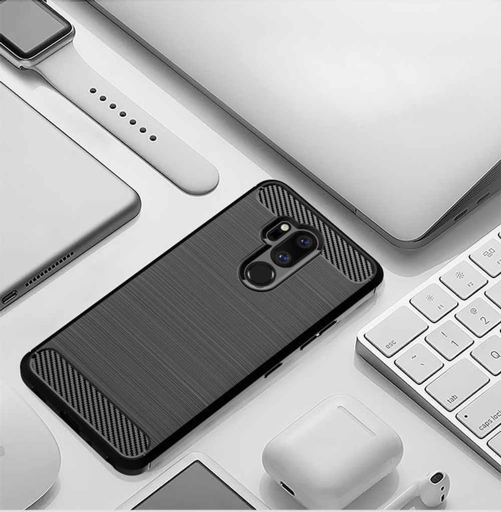 Чехол для LG G7 ThinQ (G7+ ThinQ) цвет Black (черный), серия Carbon от Caseport