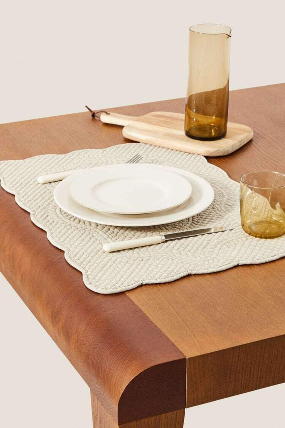 ZARA HOME СТЕГАНАЯ САЛФЕТКА XL, ТЕМНО-БЕЖЕВЫЙ