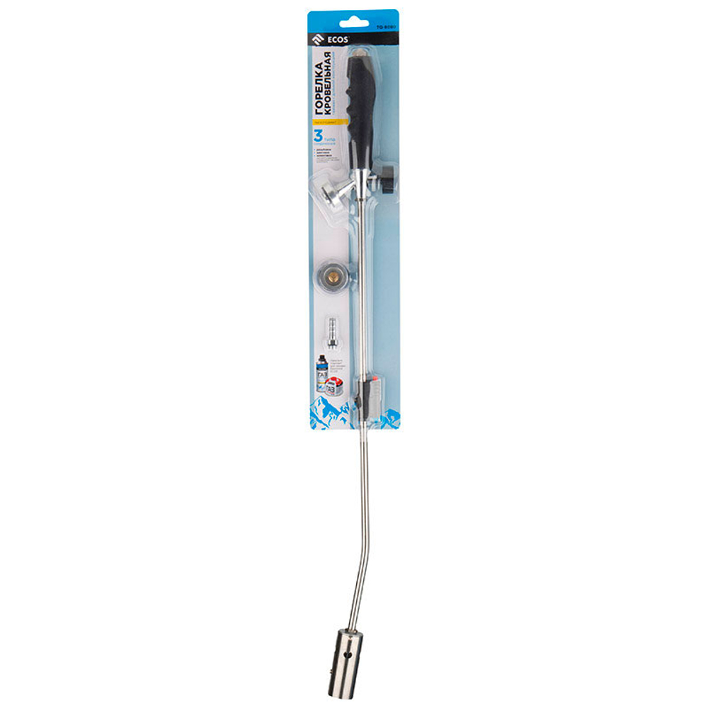 Горелка газовая кровельная ECOS TQ-8080 с длинной конструкцией, 3 типа соединения