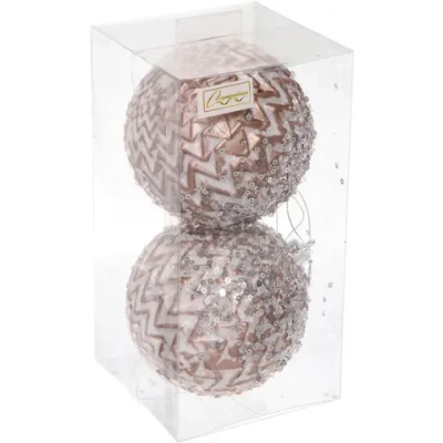 Новогодние шары VERSAILLES «Кассиопея» 10 см (набор 2 шт), Розовый