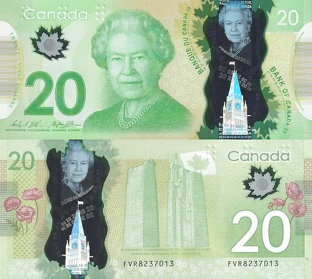 Канада 20 долларов 2012 Канадский национальный мемориал Вими UNC