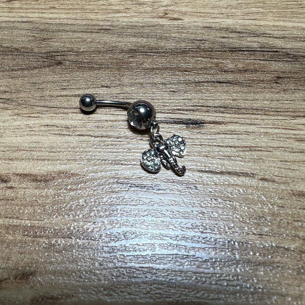 Пирсинг Body Piercing Слон мордашка стразы металл серебристый