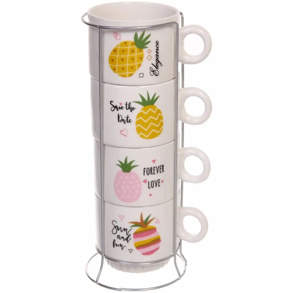 Набор кружек на стойке 280мл «Ананасы»