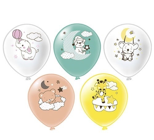 Шар латекс с рисунком 30см Зверята