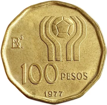 100 песо 1977 Аргентина «Чемпионат мира по футболу, Аргентина 1978»