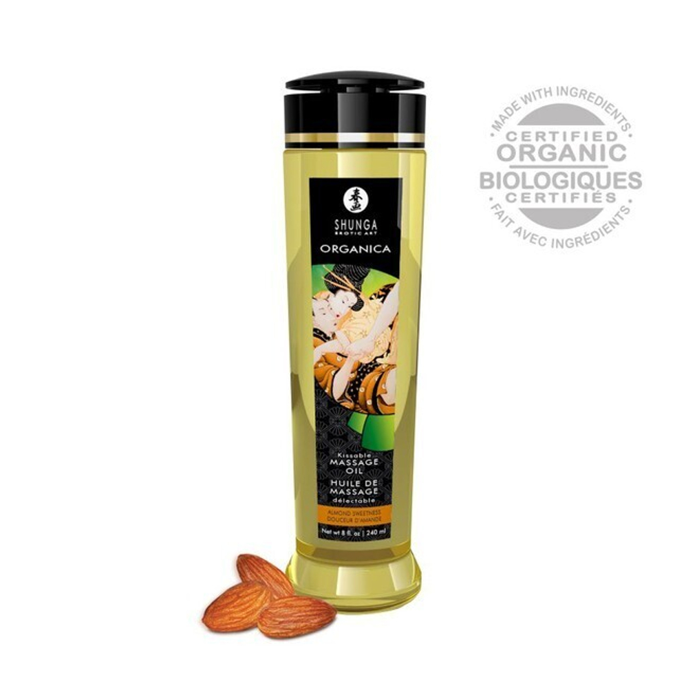 Съедобное натуральное массажное масло Shunga Kissable Massage Oil (миндальная сладость 240 мл) (Цвет: прозрачный)