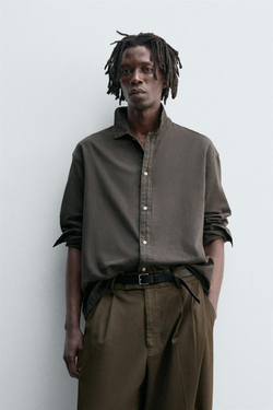 ZARA ДЖИНСОВАЯ РУБАШКА, ЗЕЛЕНЫЙ/СЕРЫЙ