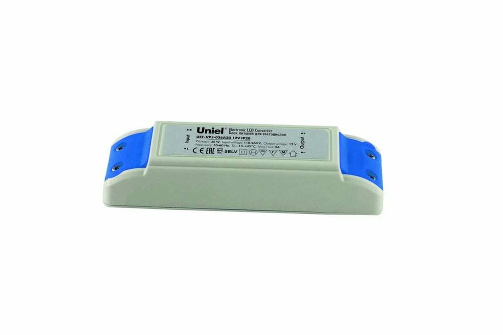 UET-VPJ-036A20 Блок питания для светодиодов с защитой от короткого замыкания и перегрузок, 36 Вт, 12В, IP20