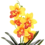 Цветочная композиция «Орхидея» 10*28см желтая в пластиковом горшке
