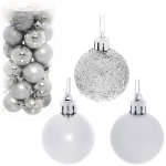 Новогодние шары 4 см (набор 24 шт) «Микс фактур», серебро