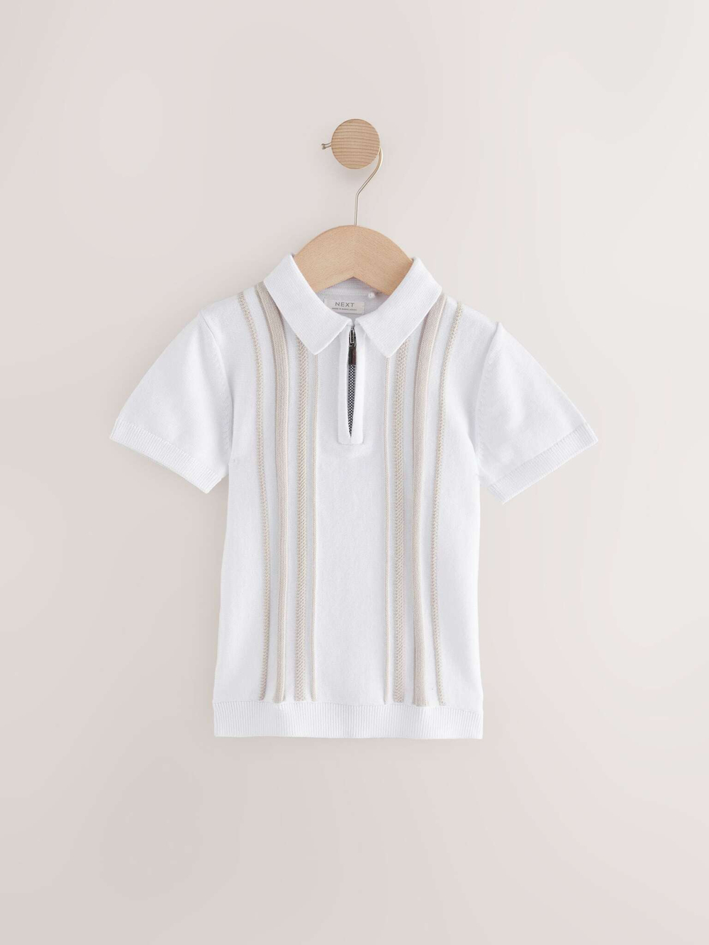 Поло с молнией для мальчика Next AA9-495, Белый