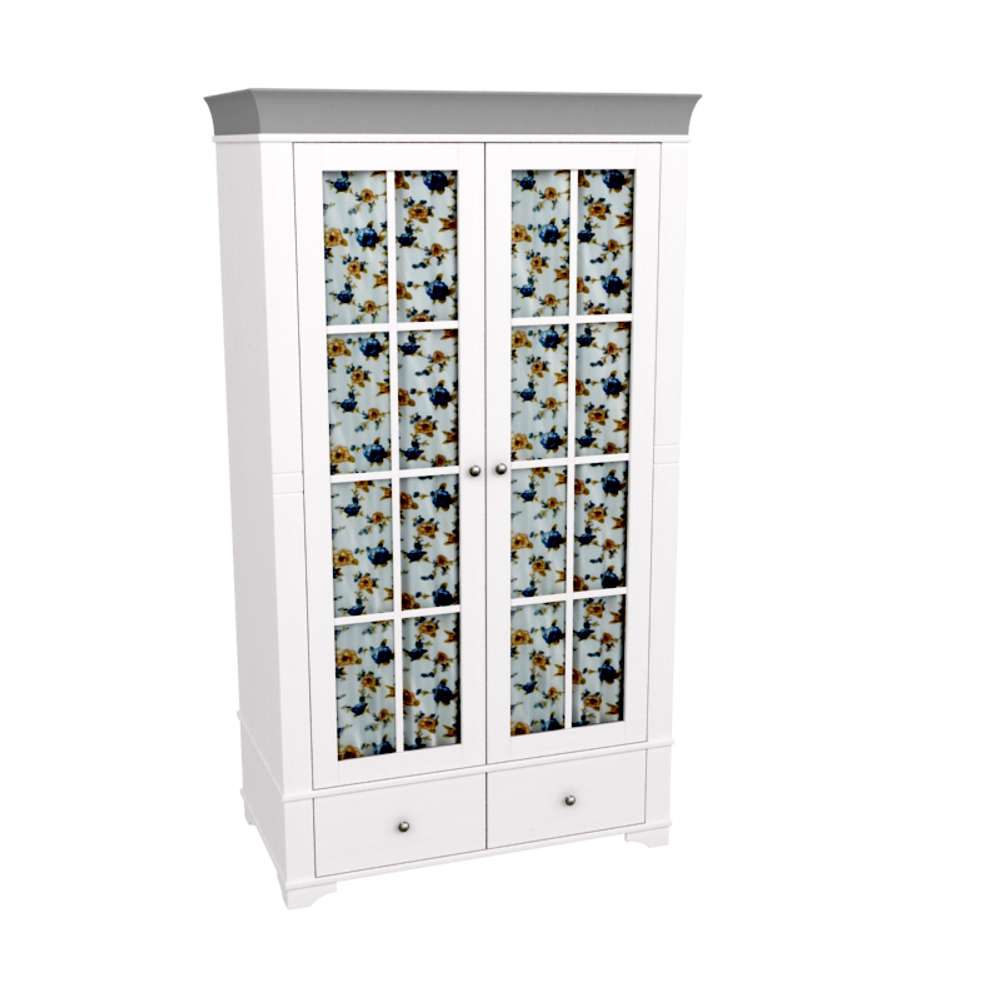 Шкаф 2х дверный со стеклянными дверями «Бейли» белый воск/антрацит