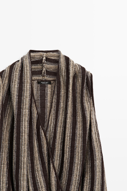 Massimo Dutti Топ внахлест в полоску, коричневый