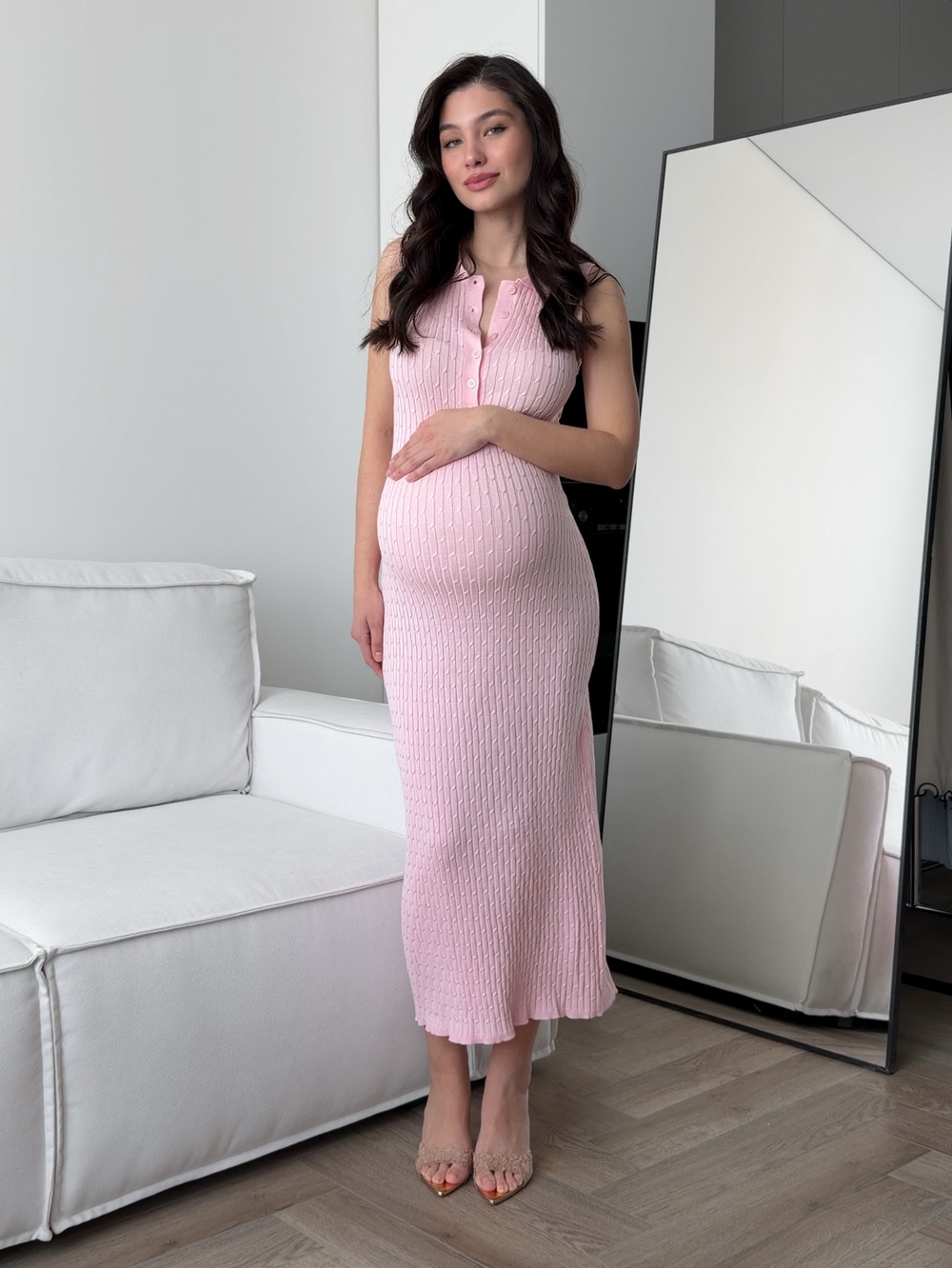 Платье вязаное, с узором, с воротником