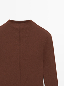 Massimo Dutti Massimo Dutti Футболка с длинными рукавами и декоративными швами, коричневый