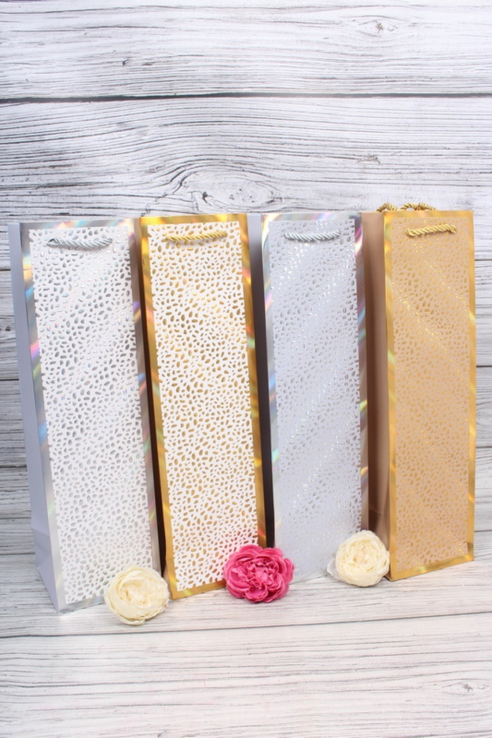 Пакет подарочный под бутылку "Камушки", МИКС, 11*38*11 см (Д*В*Ш)