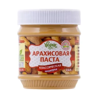 Паста арахисовая "Азбука продуктов" Классическая кремовая, 340 гр