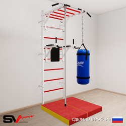 Шведская стенка Sv Sport 5405 (Турник рукоход/Брусья/Канат/Цепь/Мешок 15кг/Мат 1м)