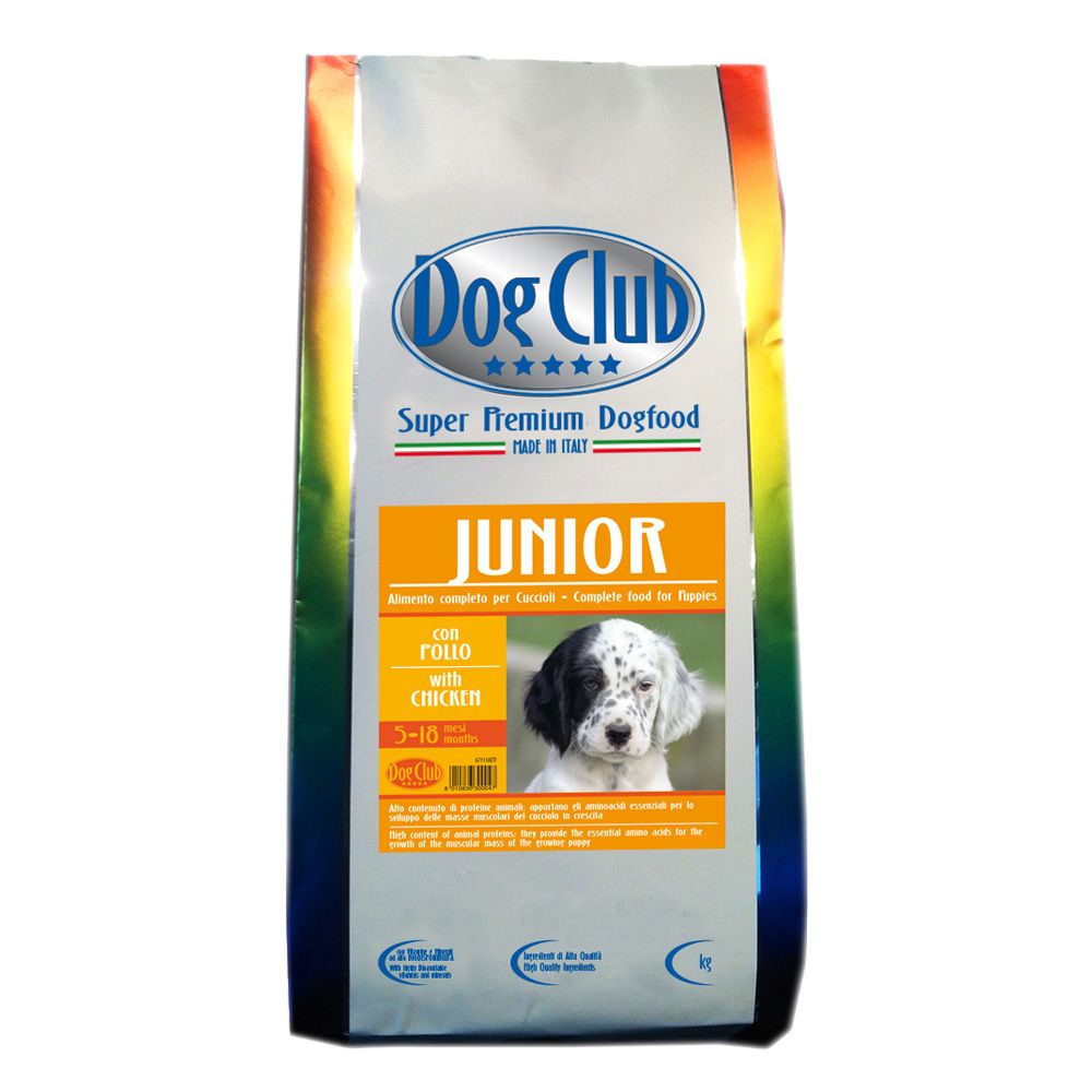 Сухой корм Dog Club Junior для щенков мелких и средних пород с 4-12 месяцев а также для щенков крупных и гигантских пород с 4 до 18-24 месяцев 12 кг