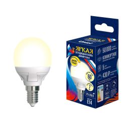 LED-G45 7W-3000K-E14-FR-DIM PLP01WH Лампа светодиодная. диммируемая. Форма шар. матовая. Серия Яркая. Теплый белый свет 3000K. Картон. ТМ Uniel.