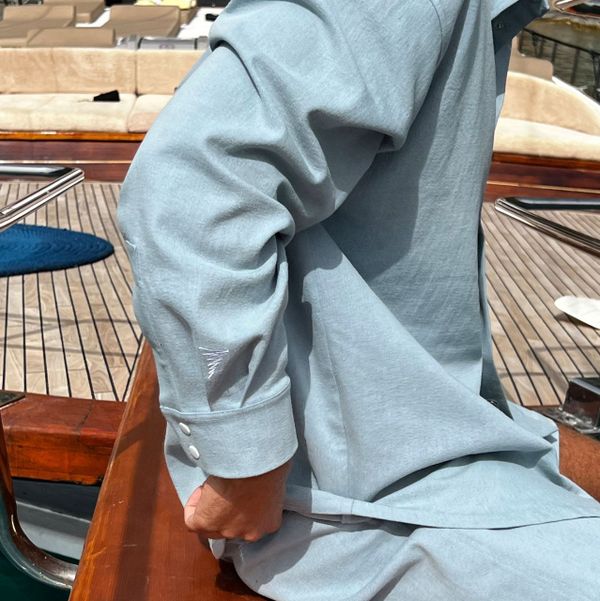 Рубашка #4 Джинсовая Голубая - фото 7