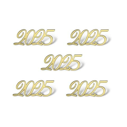 Топпер Мини "2025" №2, золото, акрил, 5 шт