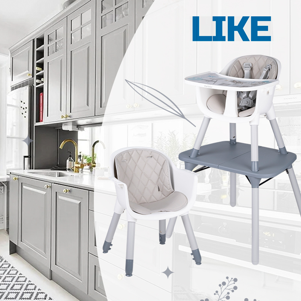 Стульчик для кормления детский Farfello Like (Серый шёлк / Grey Silk)