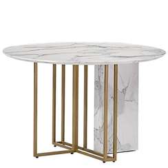 Стол Marble Cross Round, Ø150 см, белый керамогранит