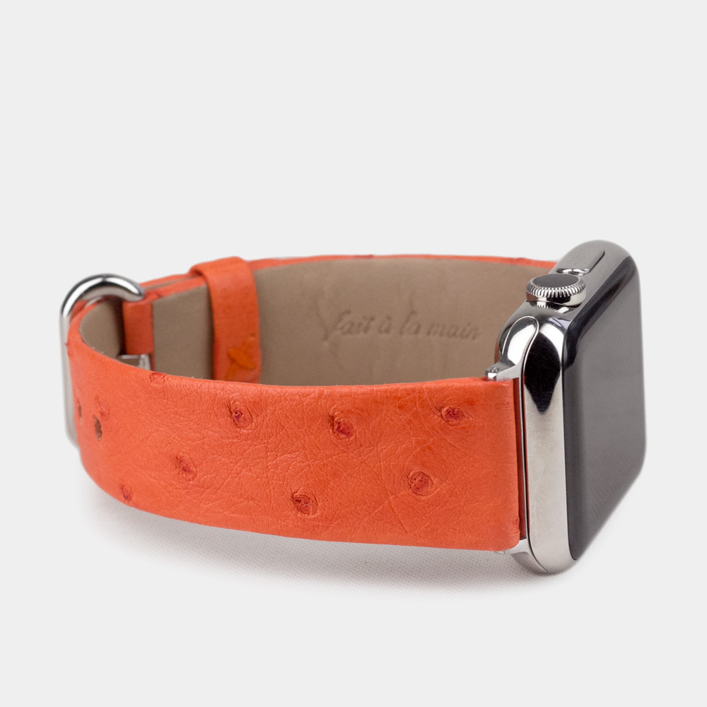 Ремешок кожаный для Apple Watch 42/44mm Classic оранжевого цвета