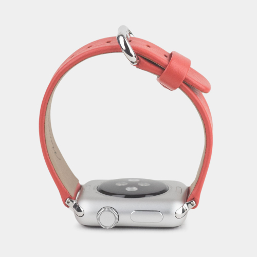 Ремешок для Apple Watch 44/45/46 mm из кожи теленка, кораллового цвета