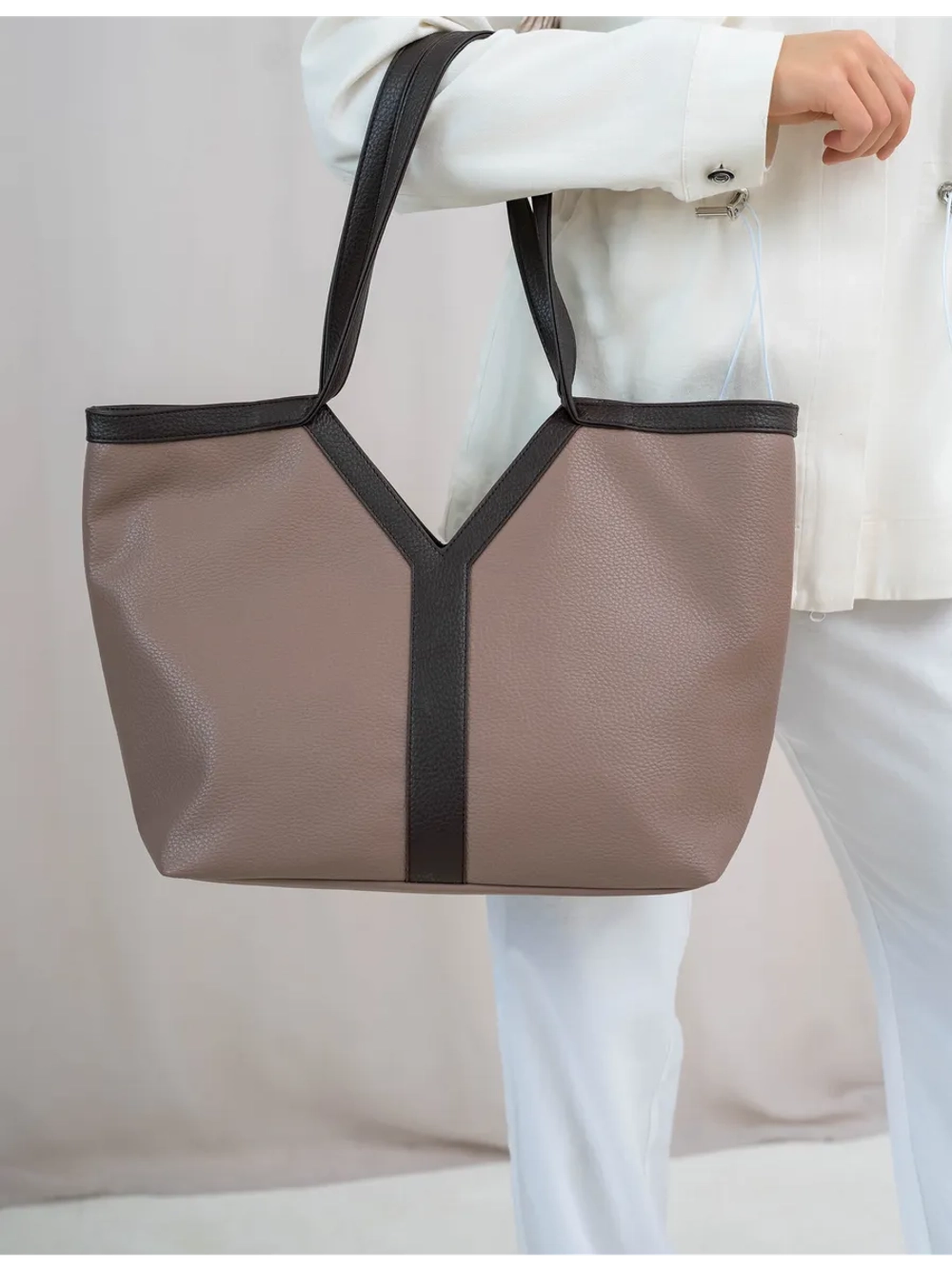 Сумка шоппер через плечо большая на молнии