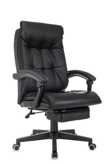 Кресло руководителя Бюрократ CH-824MSG-BF черный эко.кожа/ткань крестов. пластик подст.для ног