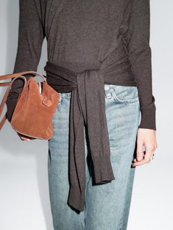 Massimo Dutti Трикотажный свитер с многофункциональными рукавами, коричневый