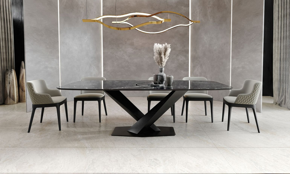 Стол Toros 230 овальный, керамика глянцевая черная