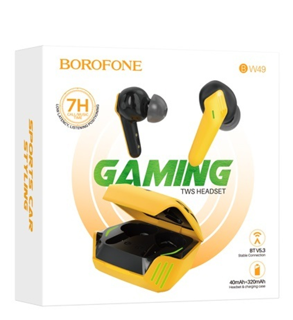 Беспроводные наушники TWS BOROFONE BW49 Gaming (черно-желтый)
