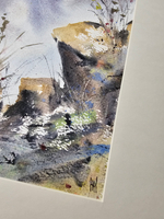 Картина авторская акварельная в паспарту 30х40 см на стену для интерьера "Туман в горах"