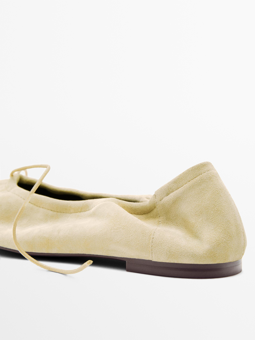 Massimo Dutti Балетки со сборками и бантом, бежевый