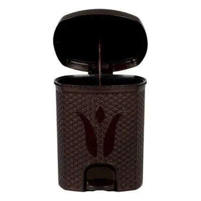 Ведро для мусора с педалью 11л Плетёнка (Шоколадный) (комплект 4 шт)