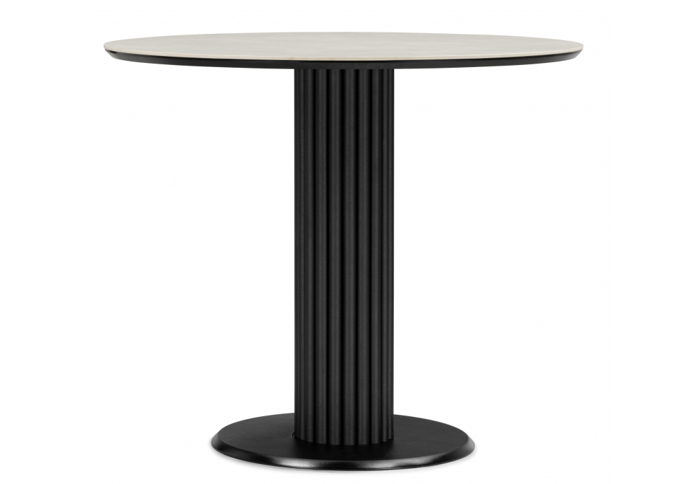 Керамический стол Woodville Кэмерон 90 carmen light grey, черный