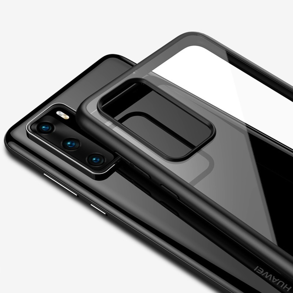 Чехол легкий для Huawei P40 от Caseport, серия Ultra Hybrid, черные рамки