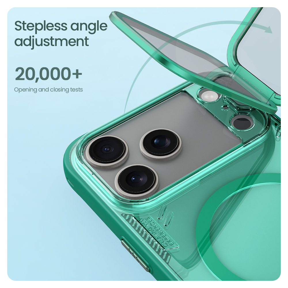 Чехол прозрачный зеленого цвета с MagSafe на iPhone 17 Pro, серия Iceblade Prop Magnetic (версия с прозрачной крышкой объектива) от Nillkin