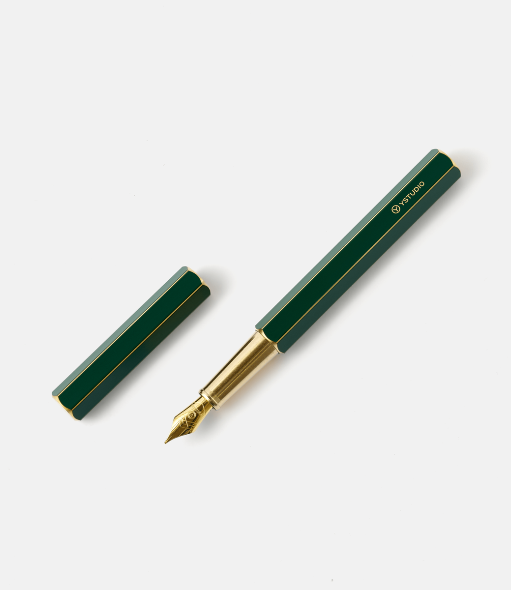 Ystudio Classic Revolve Fountain Pen Green — перьевая ручка из латуни