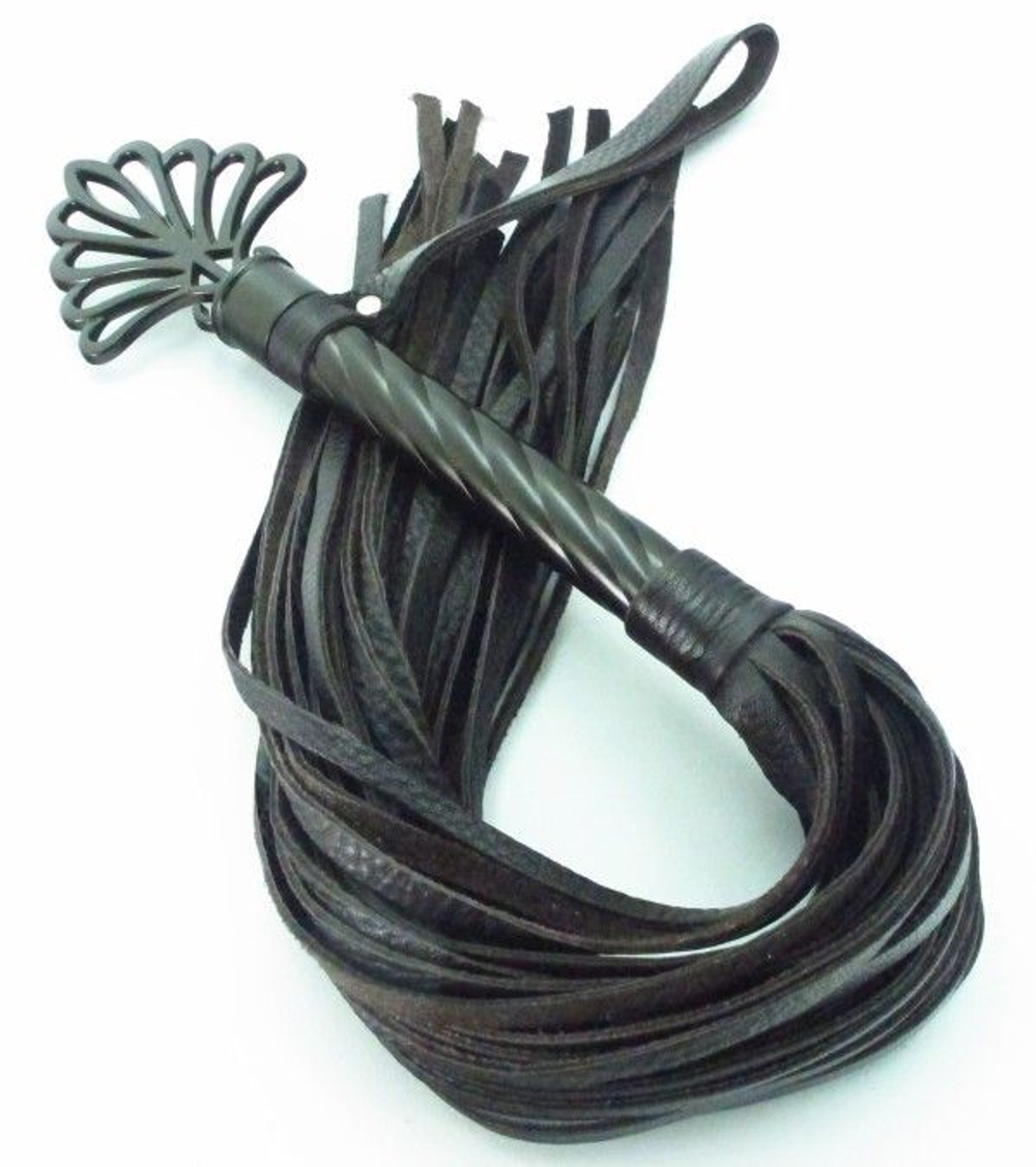 Коричневая плеть с металлической рукоятью - 60 см. (Цвет: коричневый)