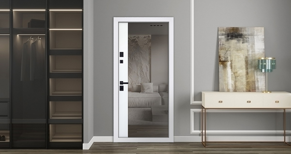 Стальная дверь "Plata" с зеркалом