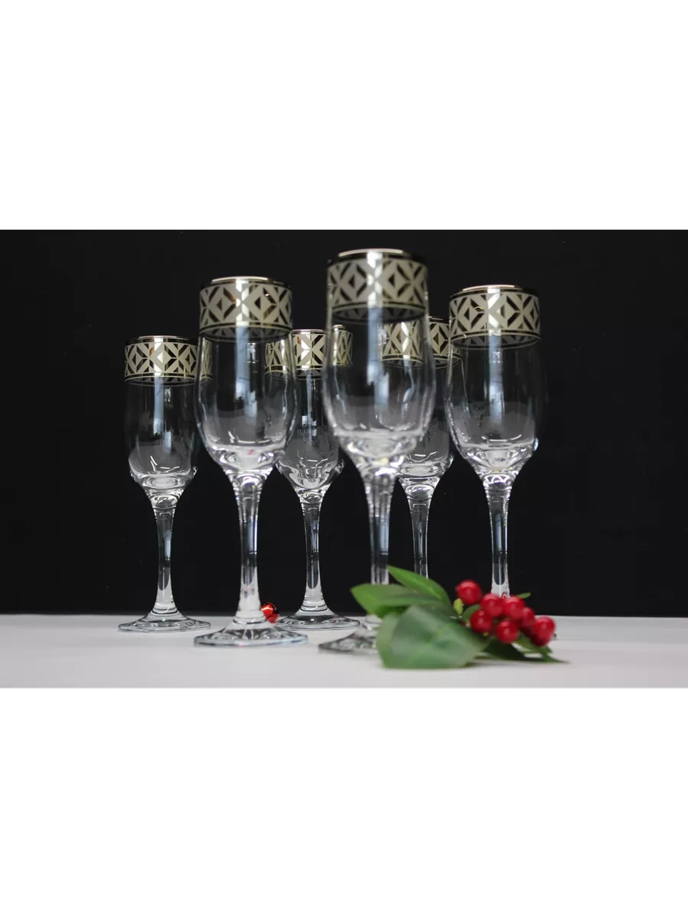 Бокалы для шампанского 6 штук "Геометрия"
