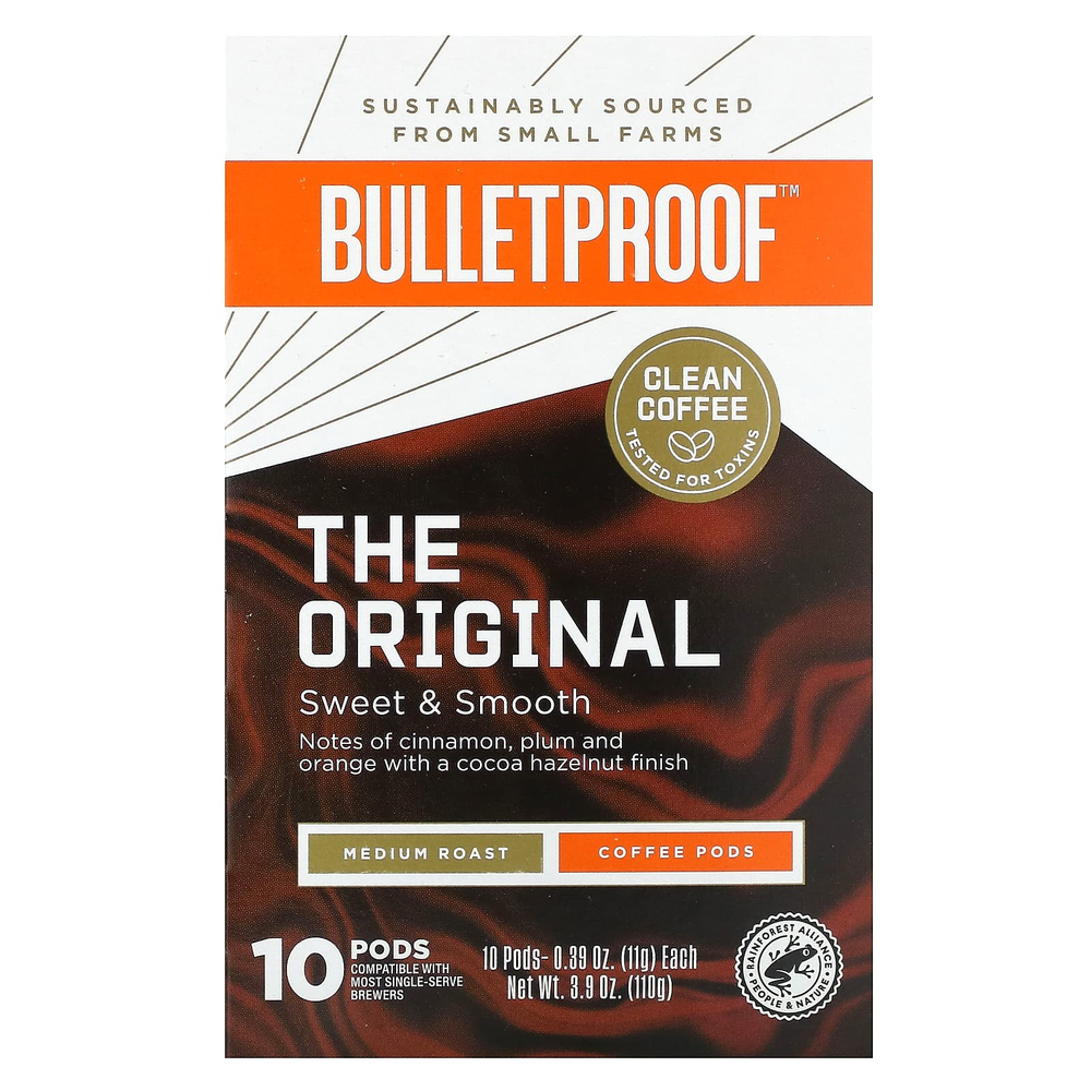 BulletProof, кофе в капсулах, средней обжарки, 10 капсул, 11 г (0,39 унции) каждая