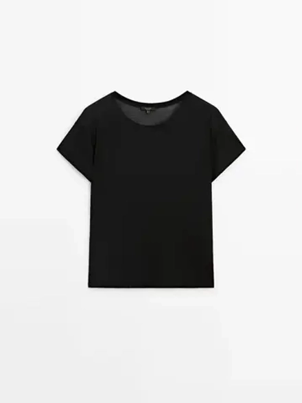Massimo Dutti Футболка с круглым вырезом, черный