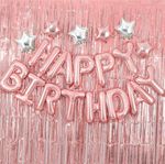 Гирлянда буквы надпись "Happy Birthday" Розовый 16" / 41 см (воздух)