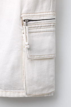 ZARA ШОРТЫ-БЕРМУДЫ С КАРМАНАМИ, ЭКРЮ