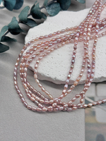 Натуральный жемчуг розовый рис 3-4 мм, нить 36 см